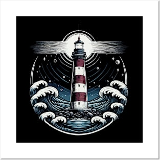 Lighthouse Ocean Posters and Art